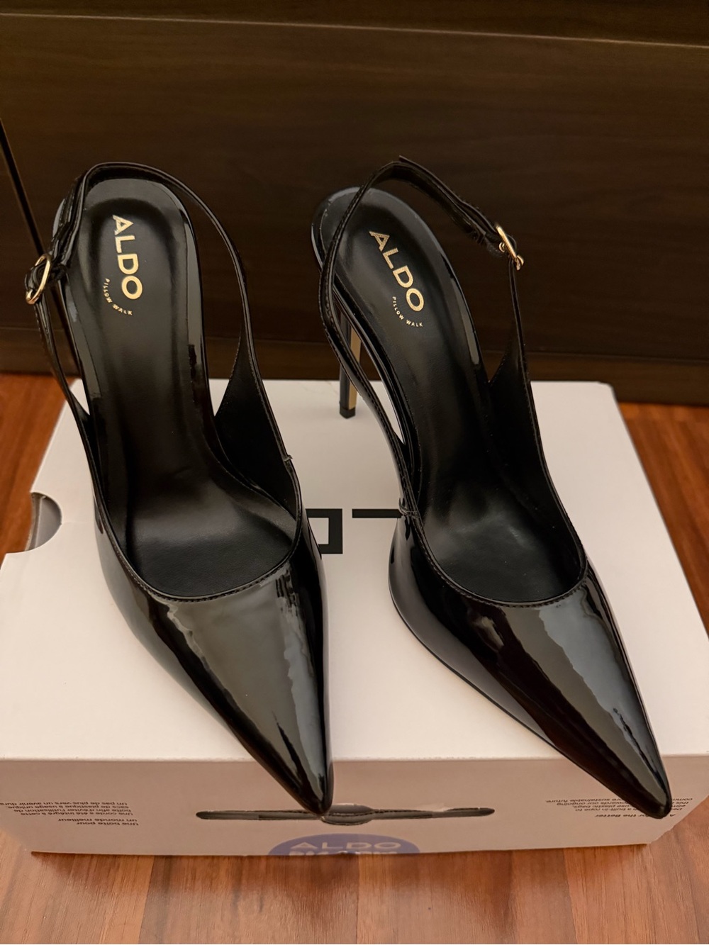 Aldo Black Patent Pointed-Toe Heels